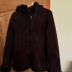 Espirit Brown Suede Hooded Coat